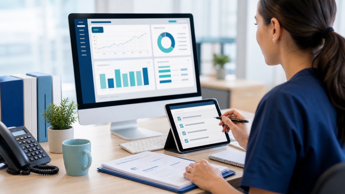 Medical billing specialist reviewing durable NPWT claim documentation